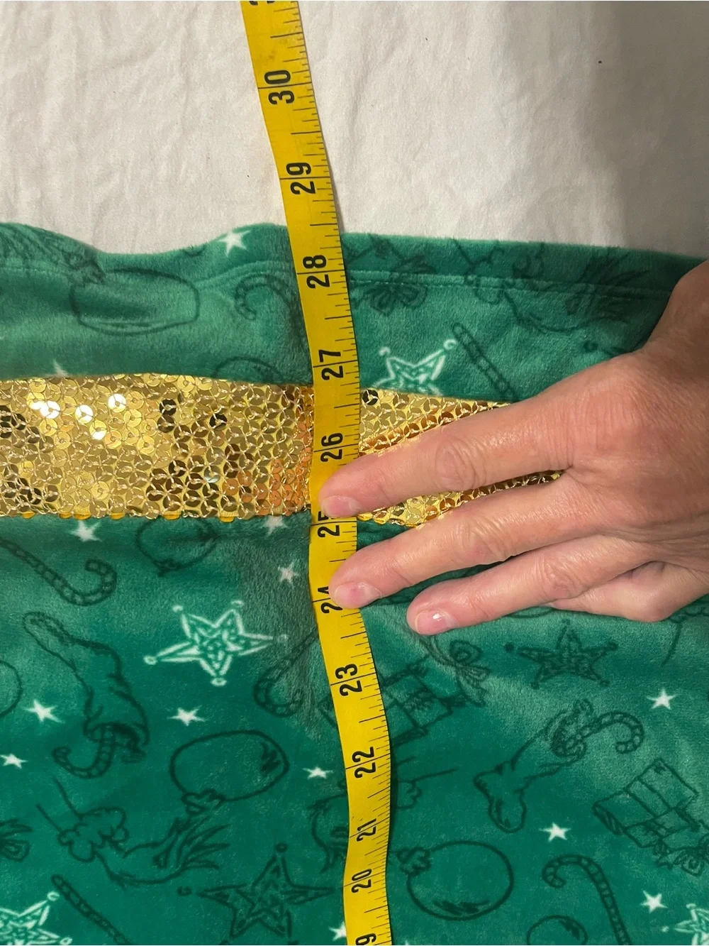 Green Grinch-Themed Girls Holiday Dress with Gold Sequin Trim